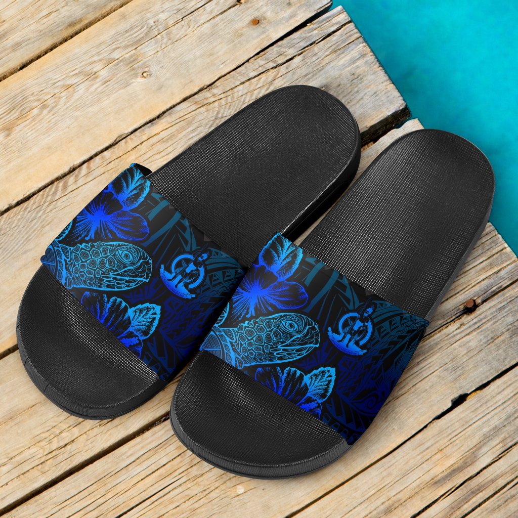 Vanuatu Sandals - Turtle Hibiscus Pattern Blue - Polynesian Pride