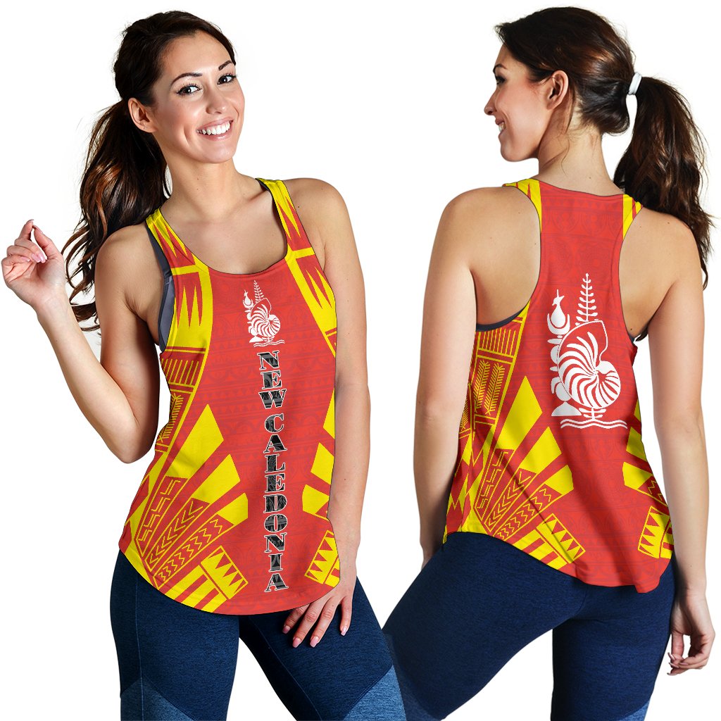 New Caledonia Women Racerback Tank - Polynesian Tattoo Flag - Polynesian Pride