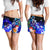 CNMI Women's Shorts - Humpback Whale with Tropical Flowers (Blue) - Polynesian Pride