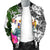 Niue Custom Personalised Men's Bomber Jacket White - Turtle Plumeria Banana Leaf - Polynesian Pride