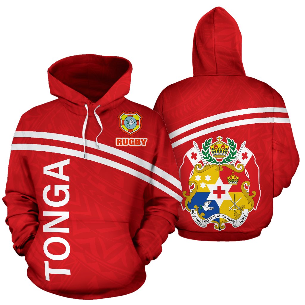 Tonga All Over Hoodie Rugby Style Unisex White - Polynesian Pride