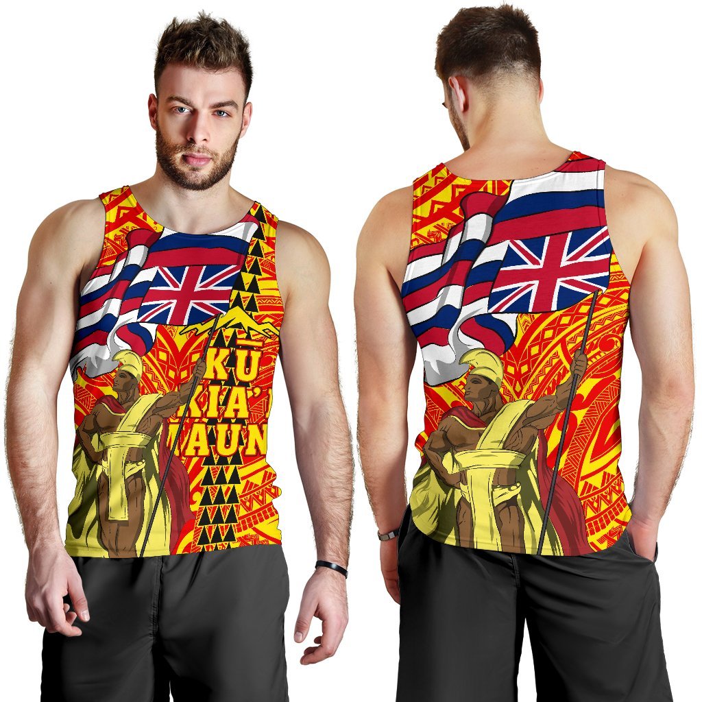 Hawaiian King Defend Mauna Kea Men's Tank Top Red - Polynesian Pride