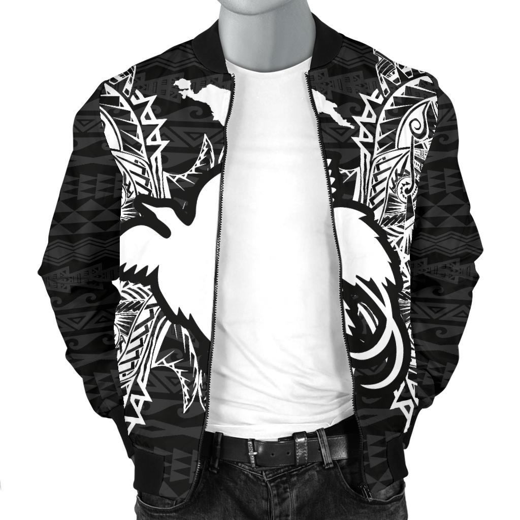 Papua New Guinea Polynesian Men's Bomber Jacket Map Black - Polynesian Pride