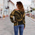 New Zealand Maori Mangopare Women Off Shoulder Sweater Polynesian - Gold - Polynesian Pride