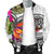 American Samoa Men's Bomber Jacket Hibiscus Polynesian pattern White - Polynesian Pride