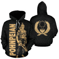 Pohnpei Hoodie Micronesia Pohnpeian Warrior Gold Unisex Gold - Polynesian Pride