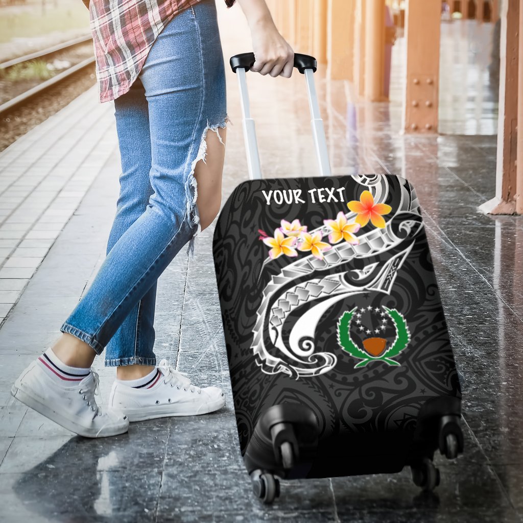 Pohnpei Custom Personalised Luggage Covers - Pohnpei Seal Polynesian Patterns Plumeria (Black) - Polynesian Pride