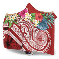 Polynesian American Samoa Hooded Blanket - Summer Plumeria (Red) - Polynesian Pride