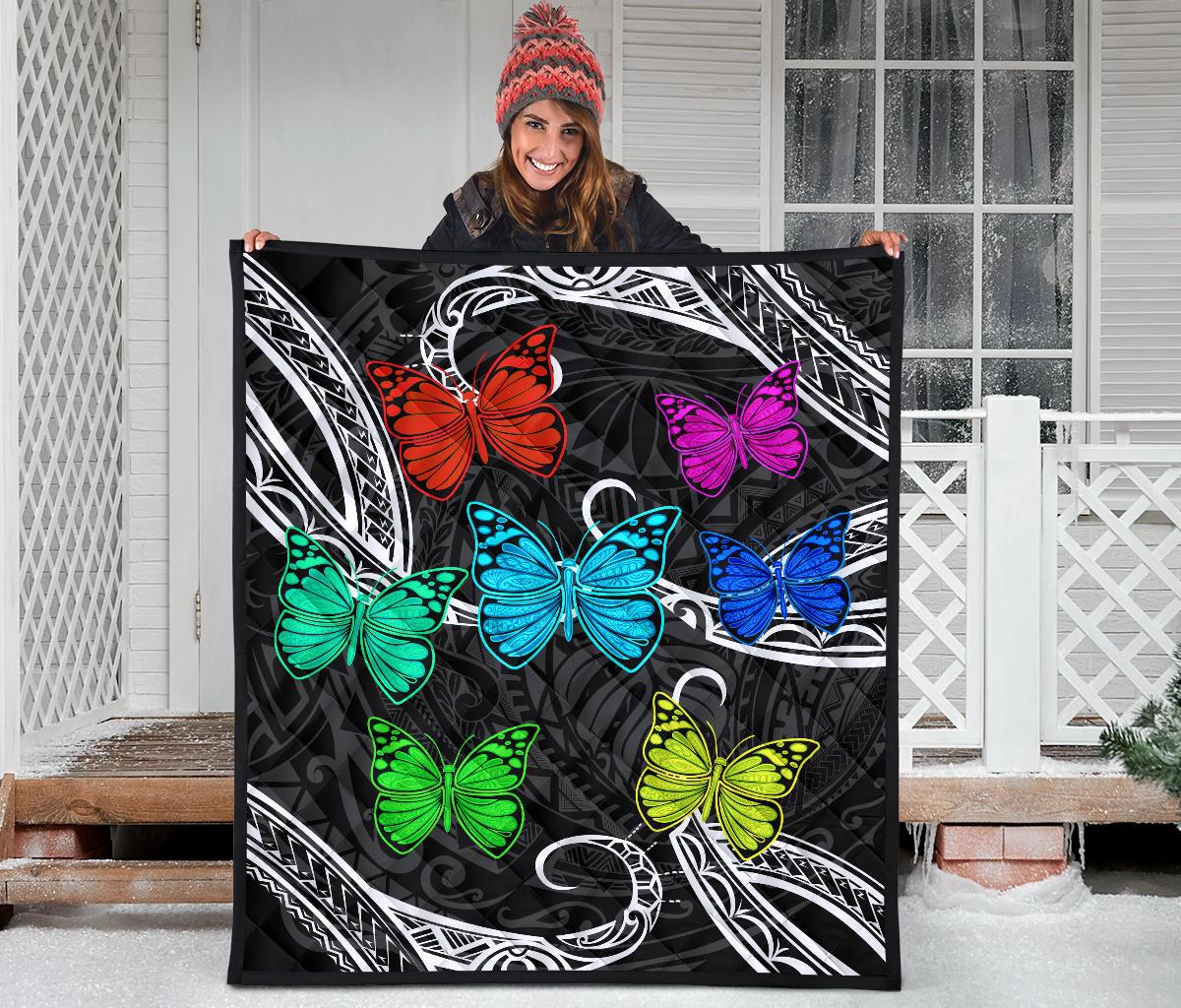 Hawaii Polynesian Butterflies Premium Quilt - Polynesian Pride