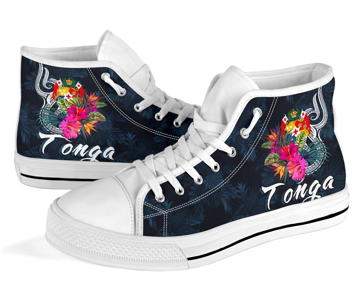 Tonga Polynesian High Top Shoes - Tropical Flower - Polynesian Pride