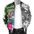 American Samoa Men's Bomber Jacket White - Turtle Plumeria Banana Leaf - Polynesian Pride