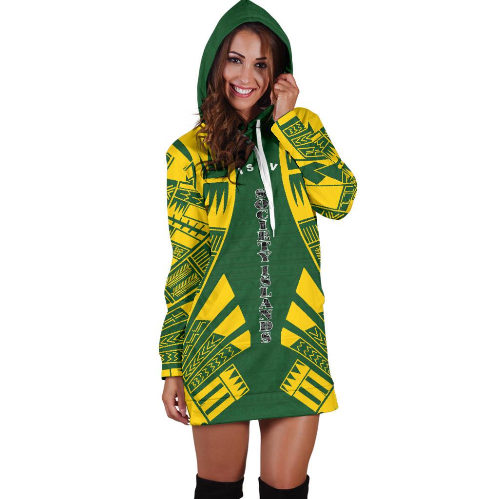 Society Islands Hoodie Dress - Polynesian Tattoo Flag - Polynesian Pride