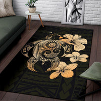 Hibiscus Plumeria Mix Polynesian Turtle Area Rug AH - Polynesian Pride