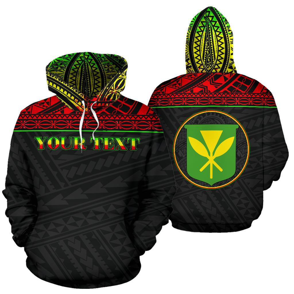 Hawaii Kanaka Maoli All Over Custom Hoodie Reggae Color Style Unisex Black - Polynesian Pride