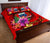 Samoa Polynesian Custom Personalised Quilt Bed Set - Floral With Seal Red - Polynesian Pride