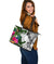 Yap Custom Personalised Large Leather Tote White - Turtle Plumeria Banana Leaf - Polynesian Pride