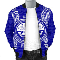 Federated States of Micronesia Polynesian Men's Bomber Jacket Map Blue - Polynesian Pride