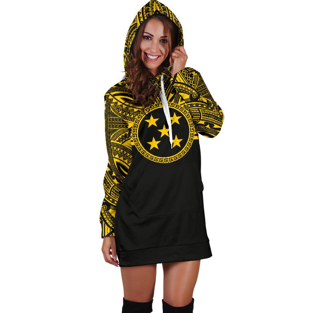 Gambier Islands Women Hoodie Dress - Gambier Islands Coat Of Arms Polynesian Gold Black - Polynesian Pride