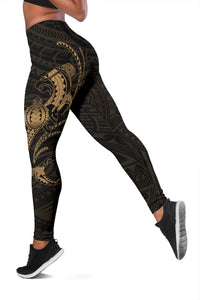 Hawaii Turtle Shark Polynesian Leggings - Gold - Polynesian Pride