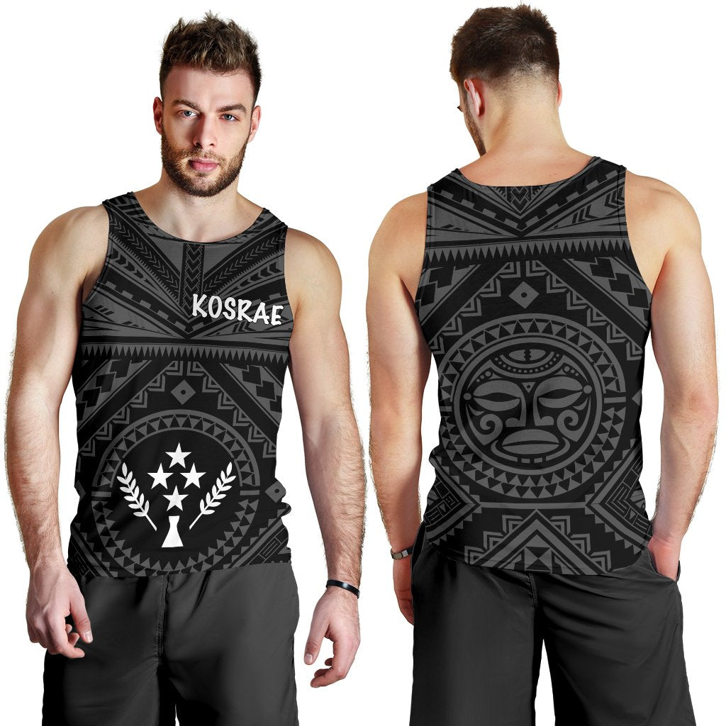 Kosrae Men's Tank Top - Kosrae Flag In Polynesian Tattoo Style (Black) - Polynesian Pride
