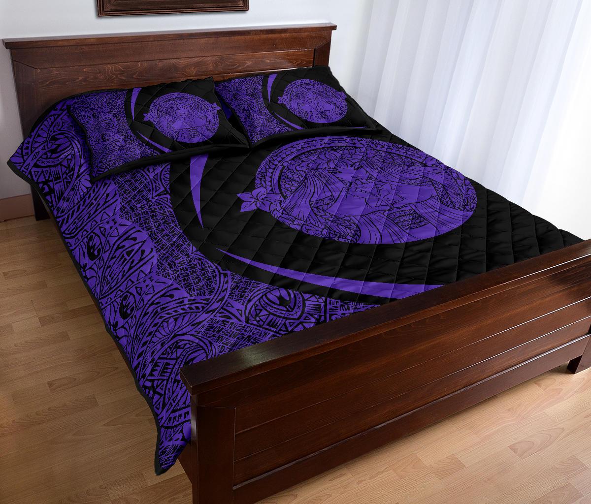 Hawaii Polynesian Pele Kanaka Quilt Bed Set Circle Style Purple - Polynesian Pride