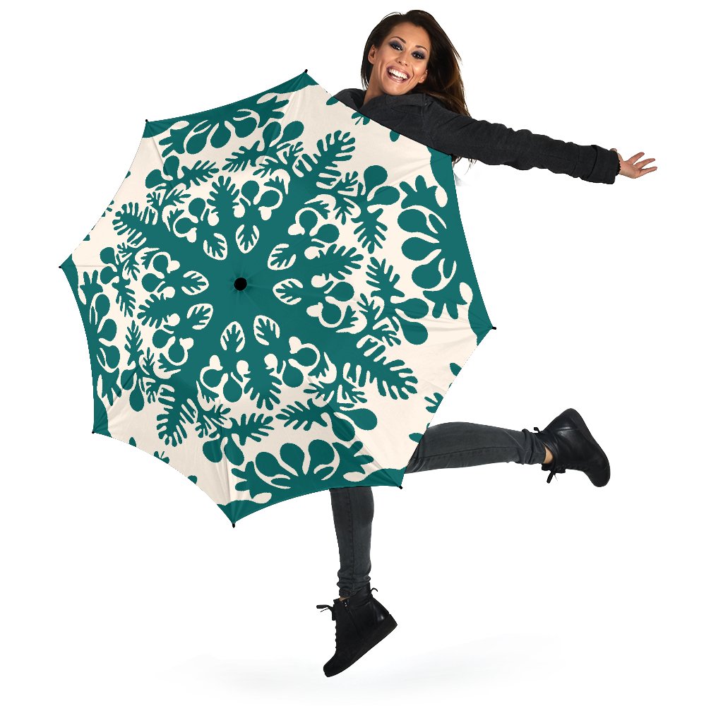 Hawaiian Quilt Tradition Turquoise Umbrella - Polynesian Pride