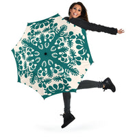 Hawaiian Quilt Tradition Turquoise Umbrella - Polynesian Pride