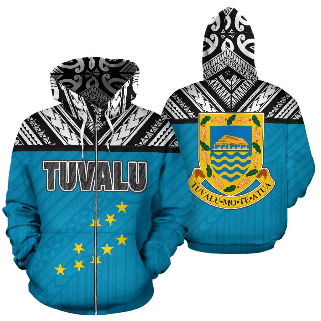 Tuvalu All Over Zip up Hoodie Polynesian Hoodie Style Unisex White - Polynesian Pride