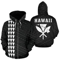 Polynesian Kakau Kanaka Maoli Map of Hawaii Zip Hoodie White Unisex White - Polynesian Pride