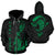 Polynesian Kakau Warrior Helmet Hawaii Custom Zip Hoodie Green Unisex Green - Polynesian Pride