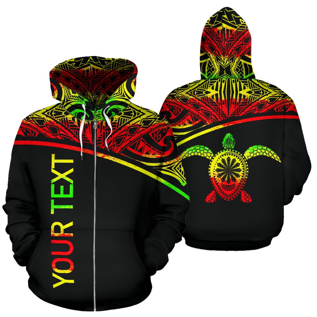 Turtle All Over Custom Zip up Hoodie Polynesian Reggae Curve Style Unisex Reggae - Polynesian Pride