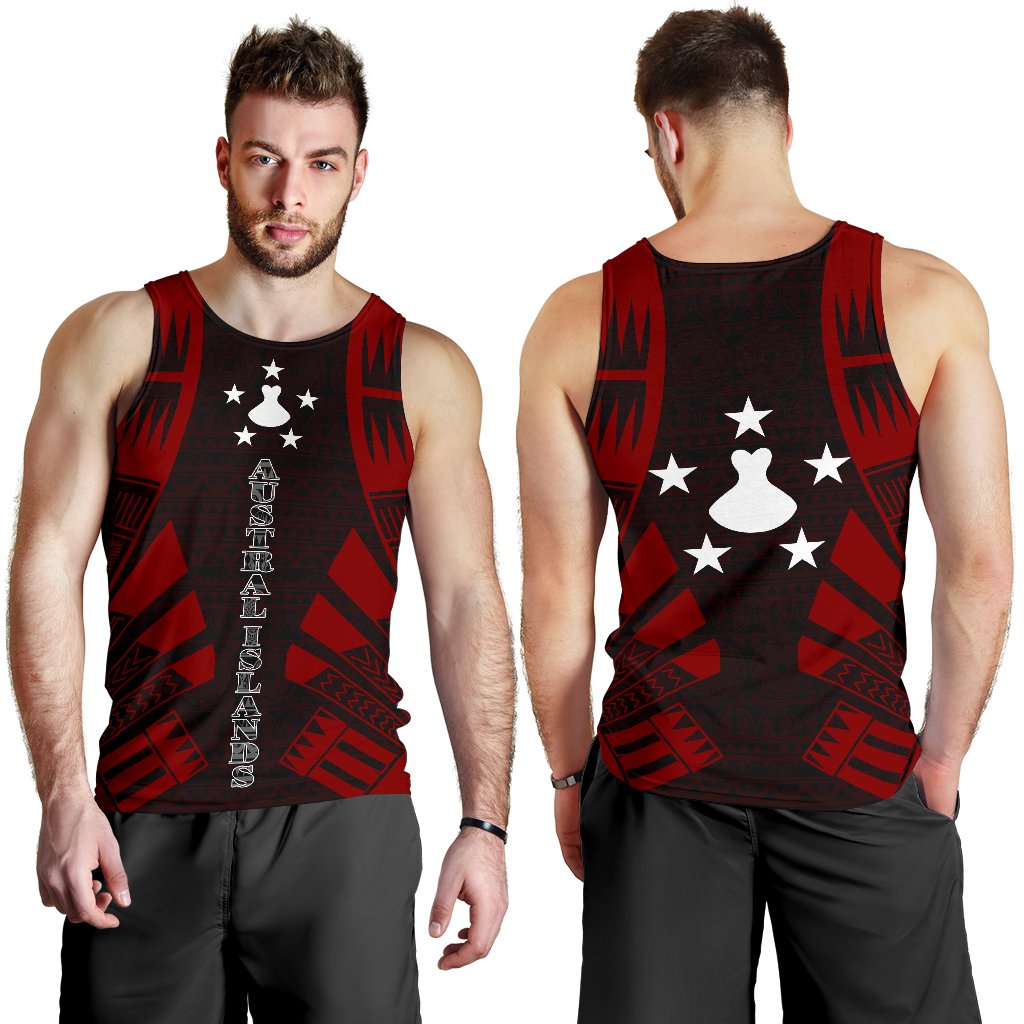 Austral Islands Men Tank Top - Polynesian Tattoo Red - Polynesian Pride