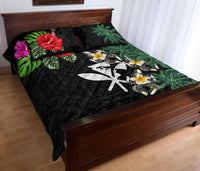 Kanaka Maoli (Hawaiian) Polynesian Quilt Bed Set - Hibiscus Turtle Tattoo Black - Polynesian Pride