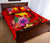 Papua New Guinea Polynesian Custom Personalised Quilt Bed Set - Floral With Seal Red - Polynesian Pride