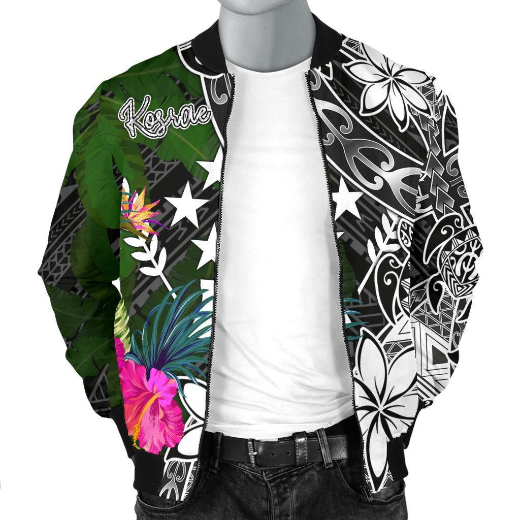 Kosrae Men Bomber Jacket - Turtle Plumeria Banana Leaf - Polynesian Pride