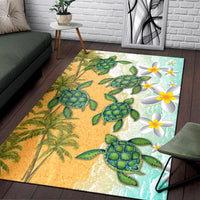 Hawaii Turtle Sea Hibiscus Coconut Tree Rug - Polynesian Pride