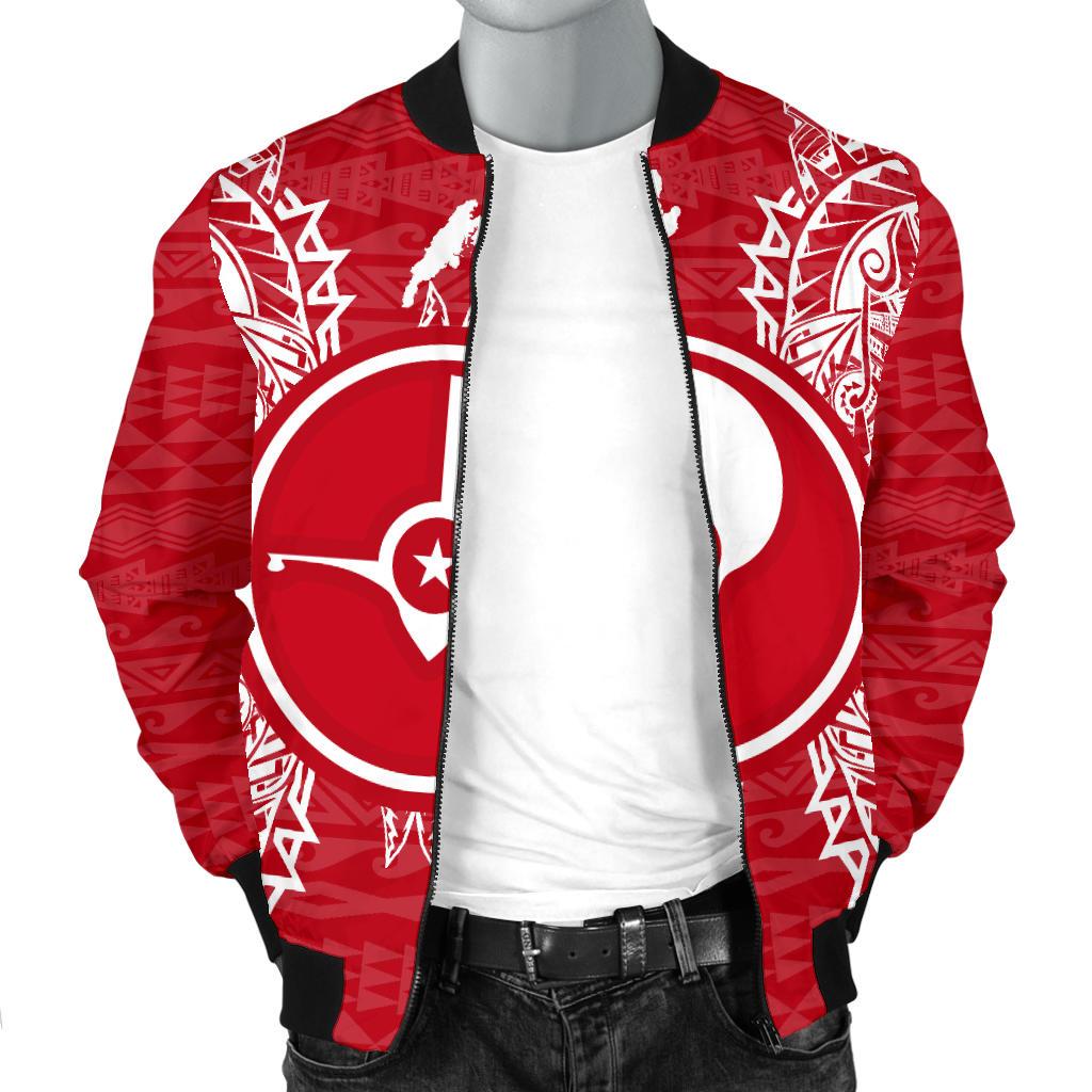Yap Polynesian Men's Bomber Jacket Map Red White - Polynesian Pride