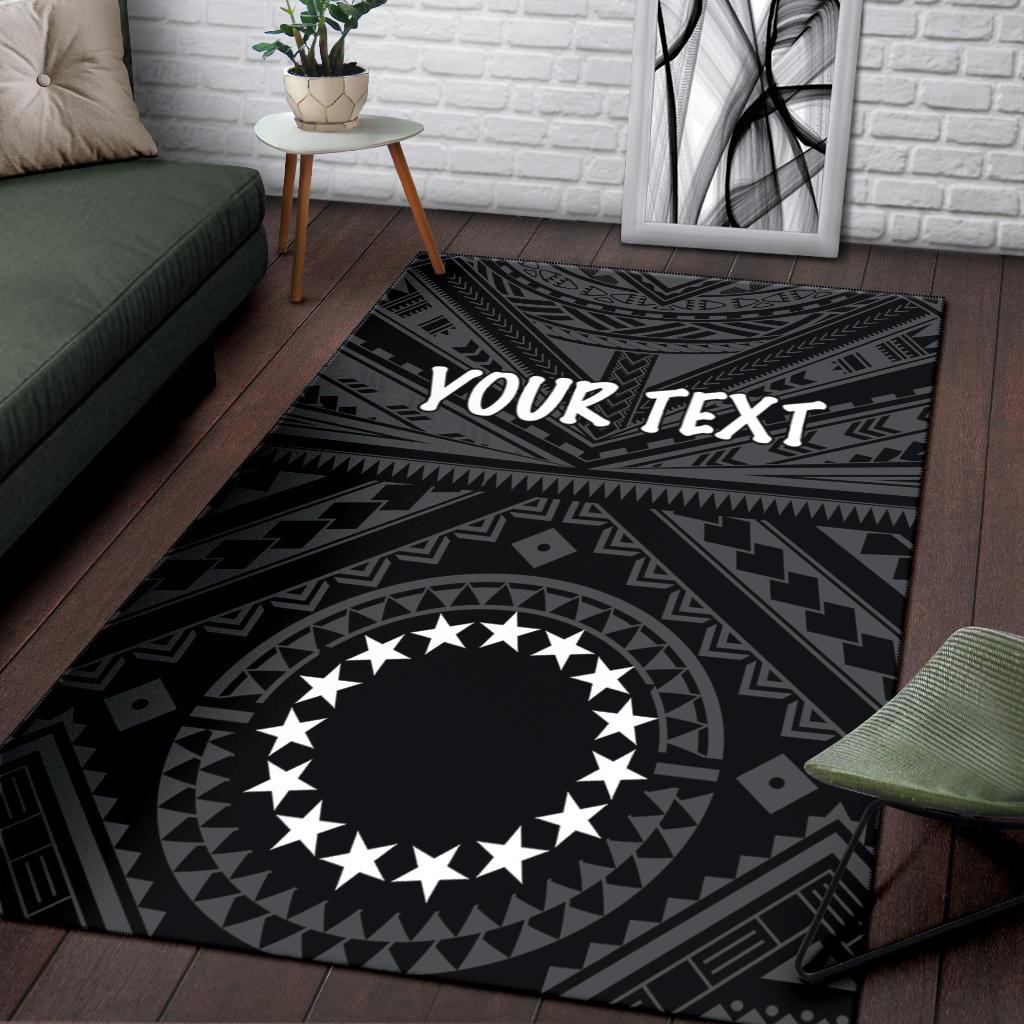 Cook Island Personalised Area Rug - Seal With Polynesian Tattoo Style ( Black) - Polynesian Pride