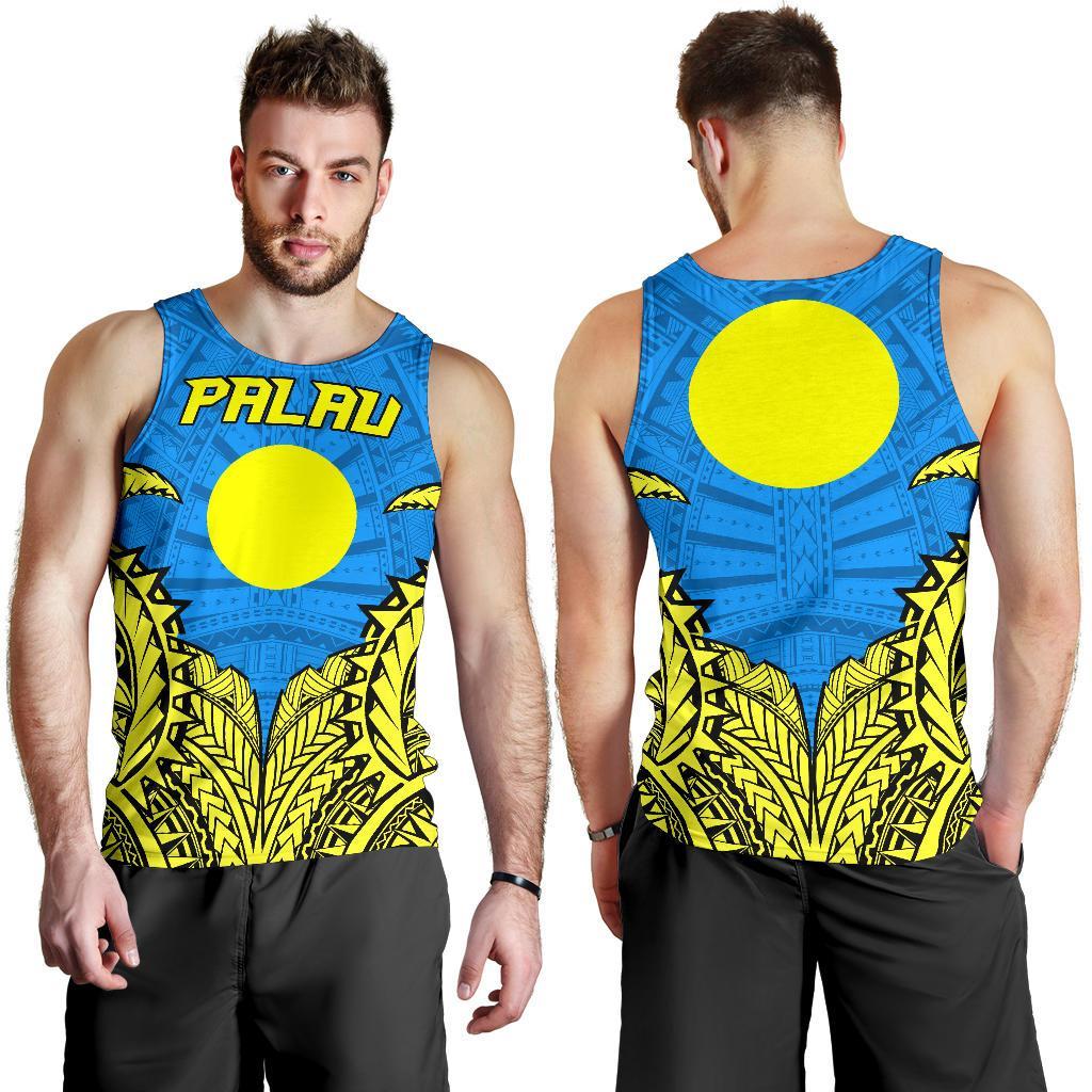 Palau Premium Tank Top A7 Blue & Yellow - Polynesian Pride