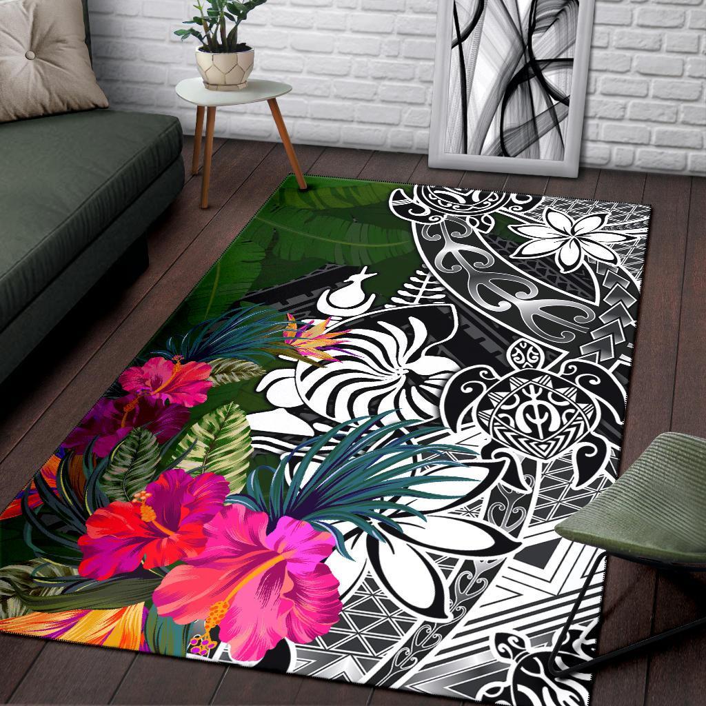 New Caledonia Area Rug - Turtle Plumeria Banana Leaf - Polynesian Pride