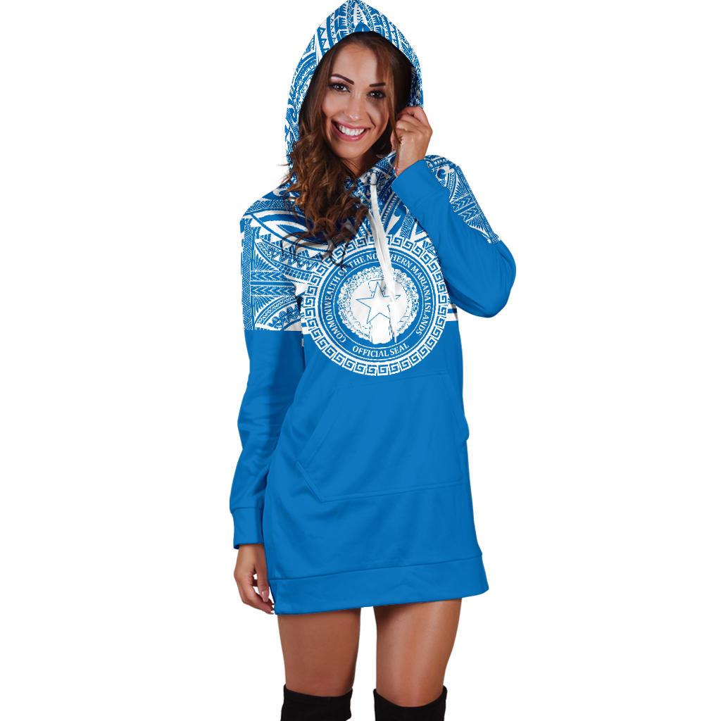 Northern Mariana Islands Women Hoodie Dress - Northern Mariana Islands Coat Of Arms Polynesian Flag Color - Polynesian Pride