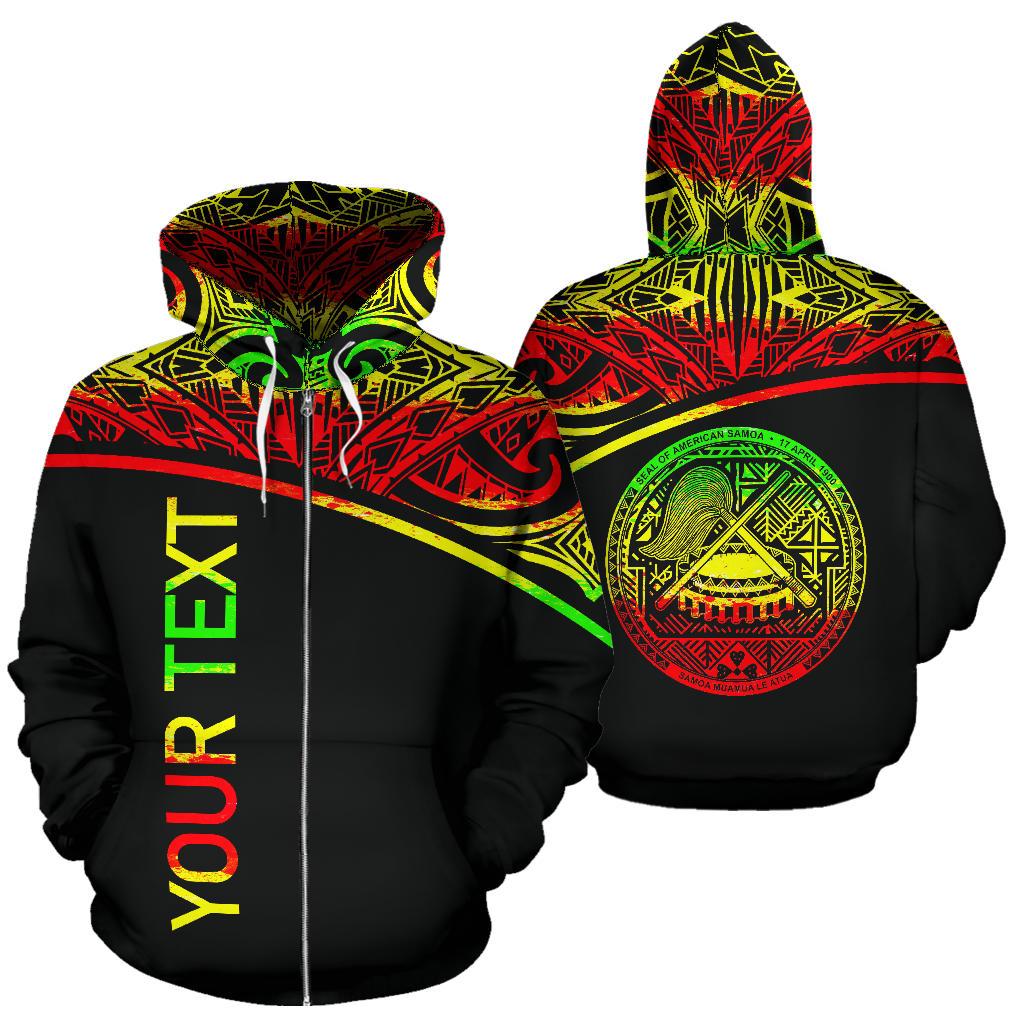 American Samoa All Over Custom Zip up Hoodie Polynesian Reggae Curve Unisex Reggae - Polynesian Pride