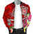 American Samoa Polynesian Men's Bomber Jacket - Turtle Plumeria (Red) - Polynesian Pride