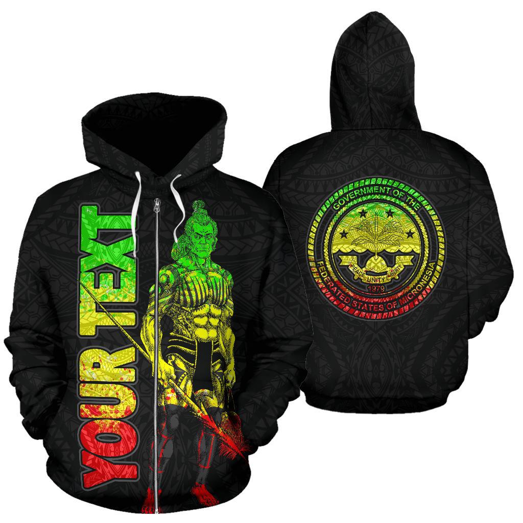 Federates States of Micronesia Custom Zip up Hoodie Micronesian Warrior Reggae Unisex Reggae - Polynesian Pride