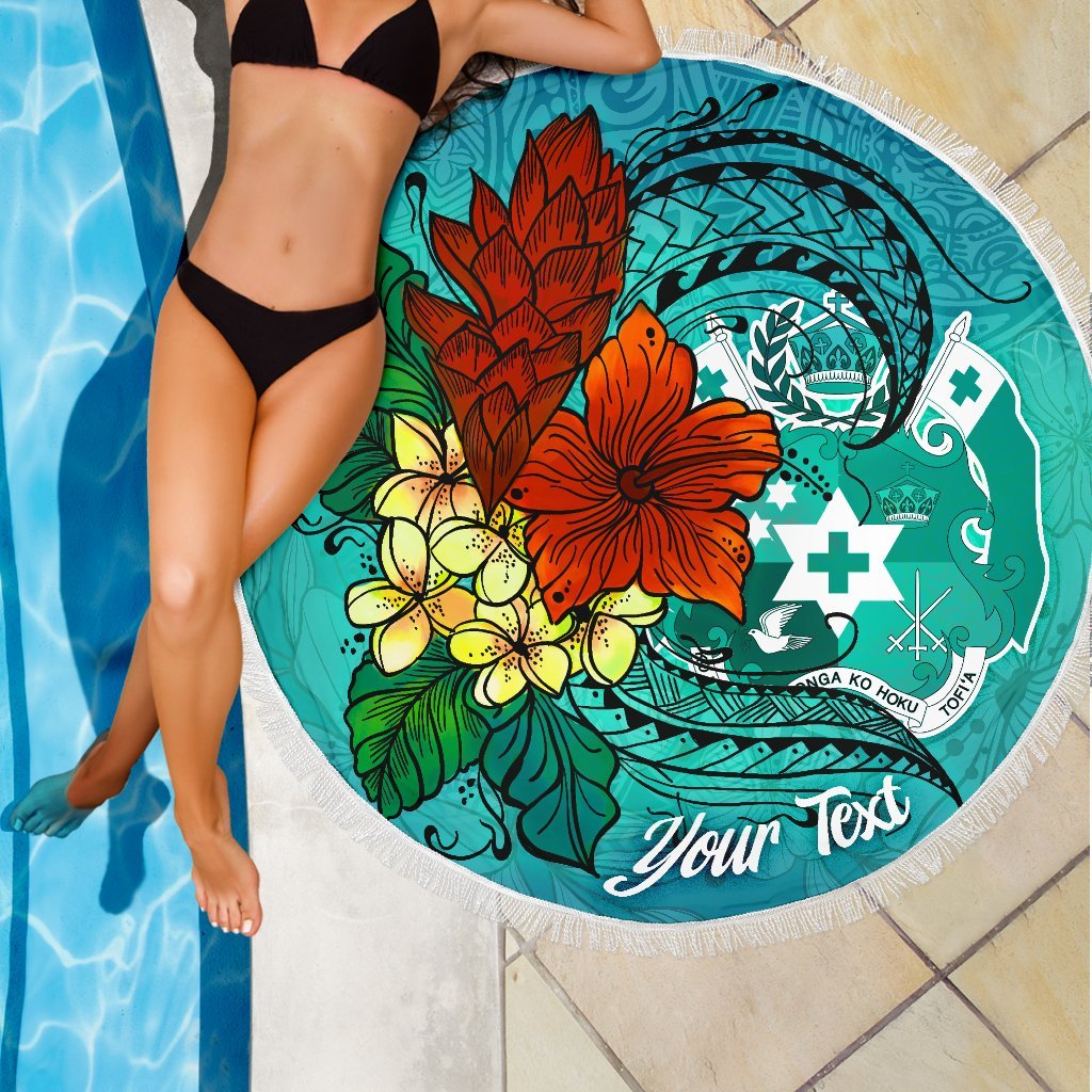 Tonga Beach Blanket - Custom Personalised Tropical Flowers Style - Polynesian Pride