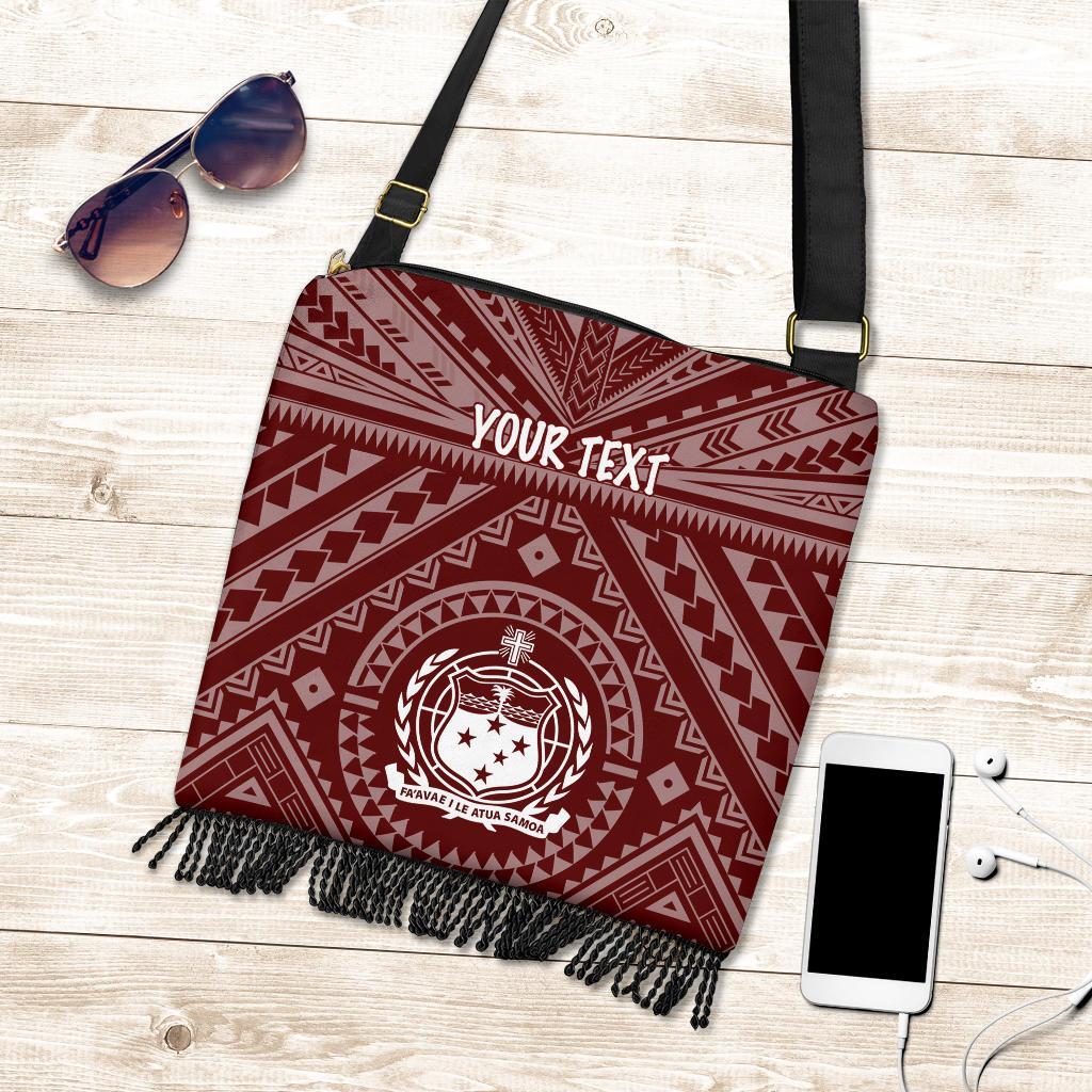 Samoa Personalised Crossbody Boho Handbag - Samoa Seal In Polynesian Tattoo Style (Red) One Style One Size Red - Polynesian Pride