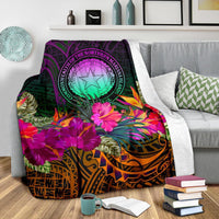 Northern Mariana Islands Polynesian Premium Blanket - Summer Hibiscus - Polynesian Pride