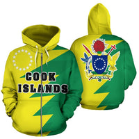 Cookislands Flag All Over Zip up Hoodie Tooth Style - Polynesian Pride