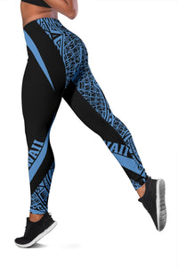 Hawaii Polynesian Leggings - Circle Style Blue Pastel - Polynesian Pride