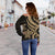 Tonga Women Off Shoulder Sweater - Gold Tentacle Turtle - Polynesian Pride